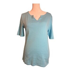 Talbots Classic Cotton Blend Top Aqua Turquoise Size Small